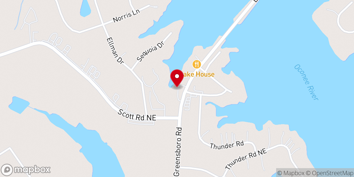 Map showing location of Oconee Boat Lifts