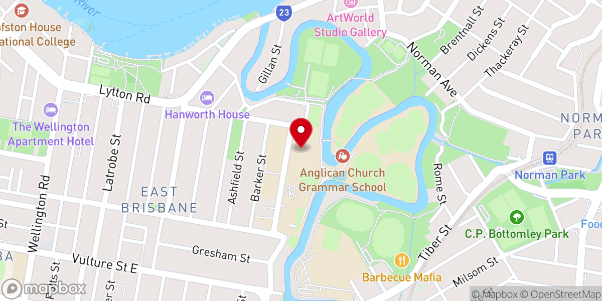 Map showing location of Anglican Church Grammar School (Churchie)