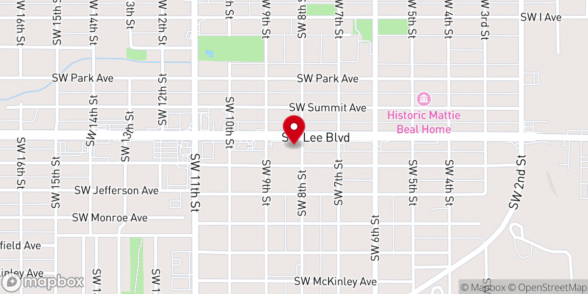 Map showing location of Eighth & Lee Church of Christ