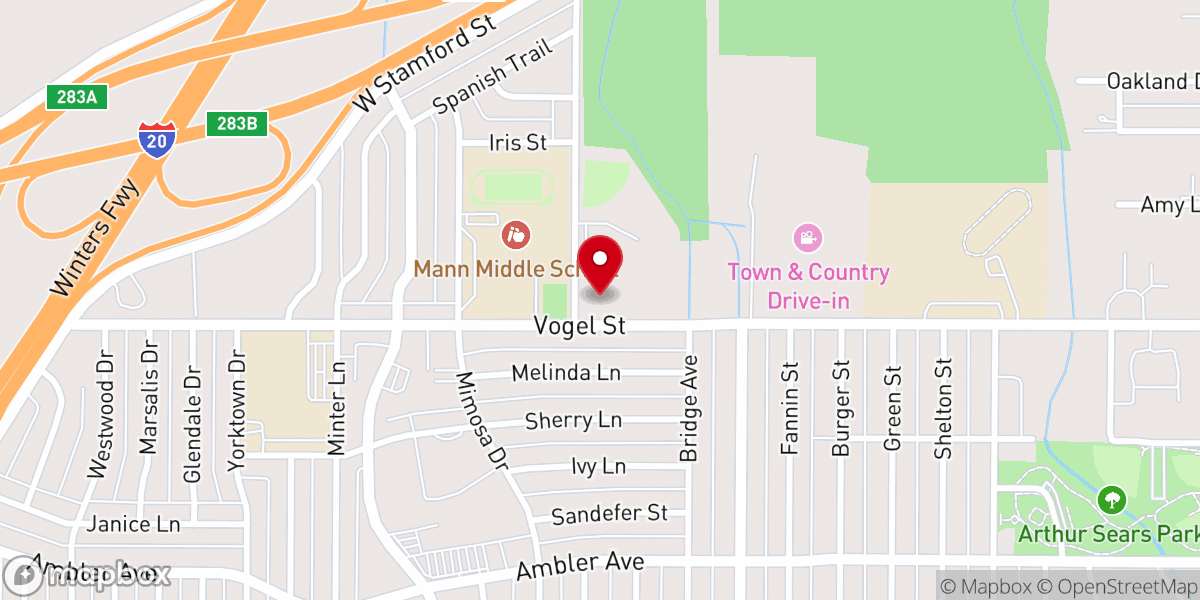 Map showing location of Transformation church of Abilene