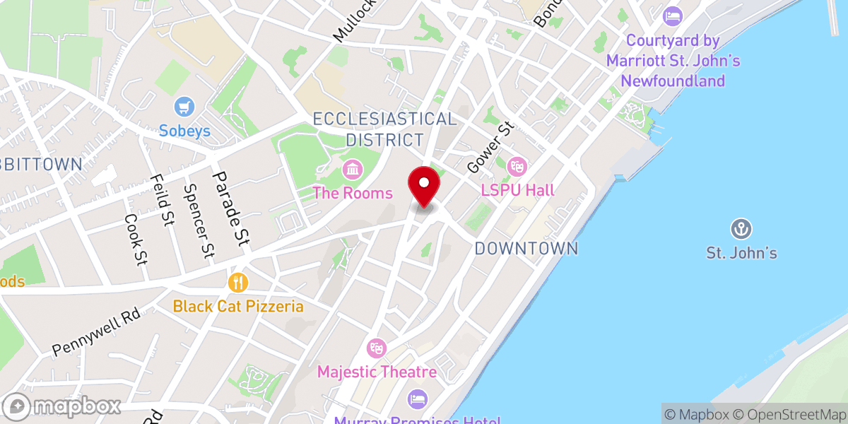 Map showing location of Gower Street United Church