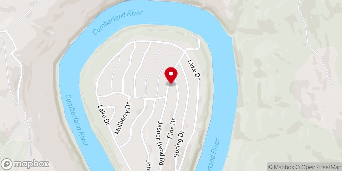 Map showing location of Jasper Bend Baptist Church