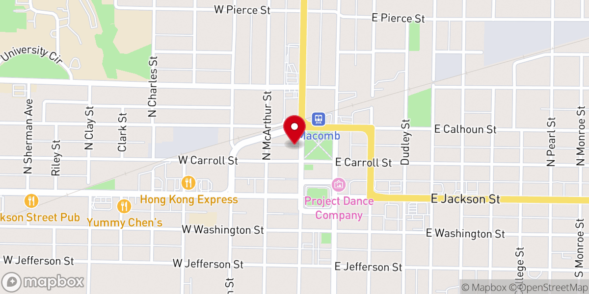 Map showing location of Macomb Area Chamber of Commerce