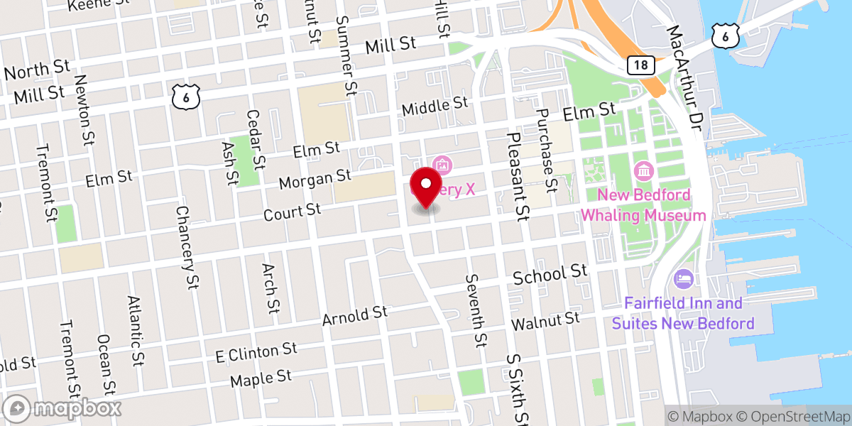 Map showing location of The First Unitarian Church in New Bedford