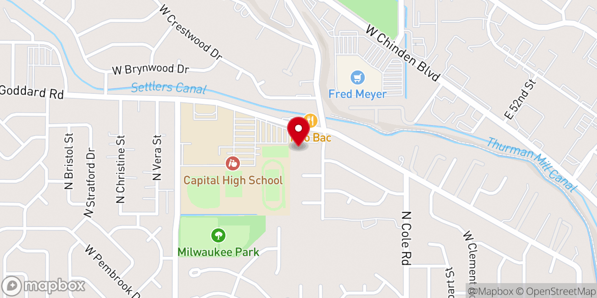 Map showing location of Evergreen Church