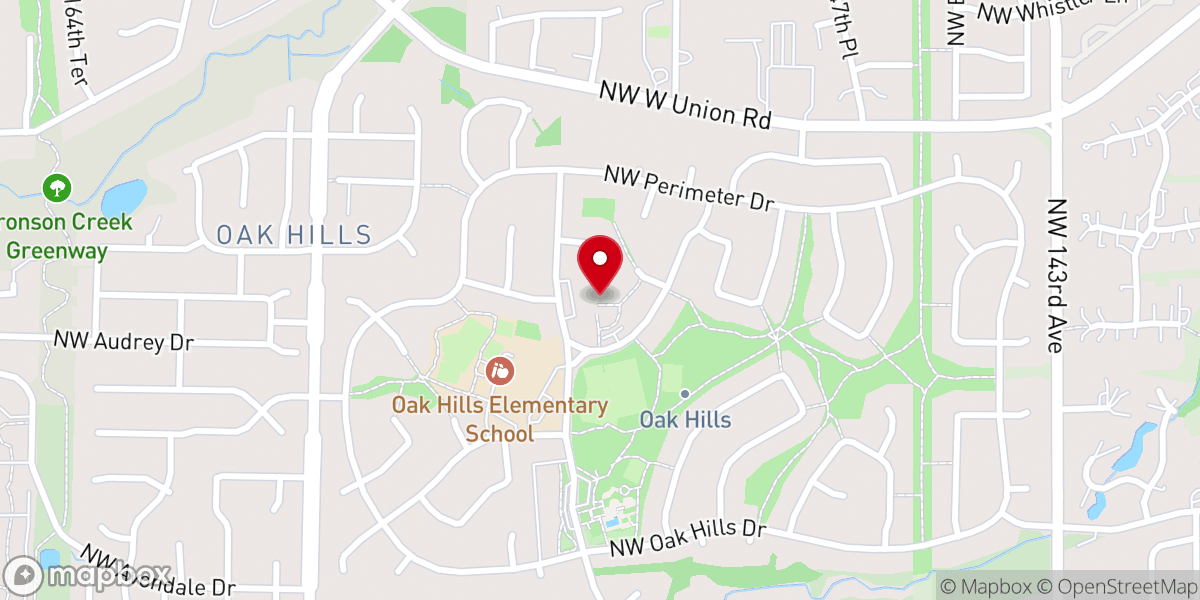 Map showing location of Oak Hills Church