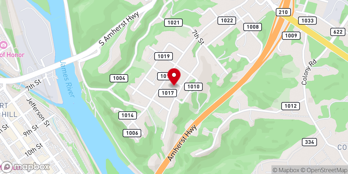 Map showing location of Northside Baptist Church