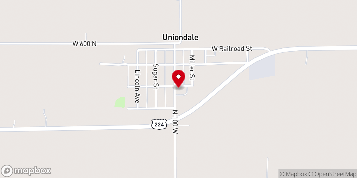 Map showing location of Uniondale United Methodist Church
