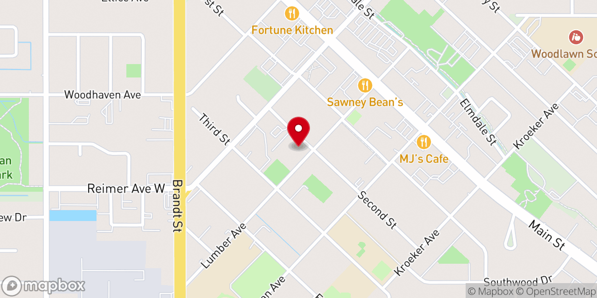 Map showing location of Steinbach Mennonite Brethren Church