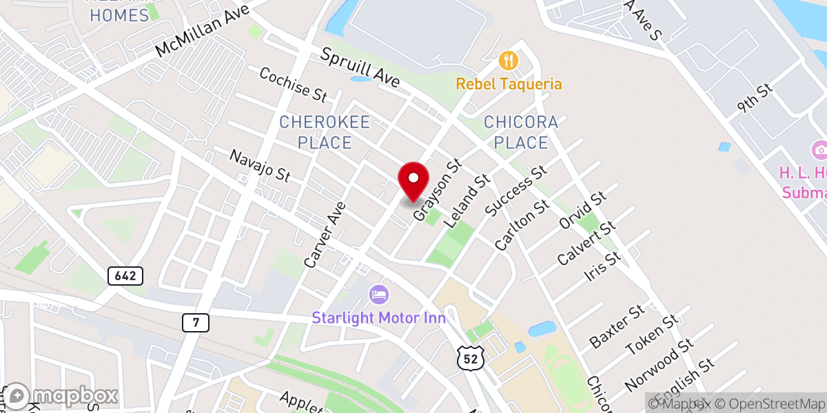 Map showing location of Charleston Heights Baptist Church