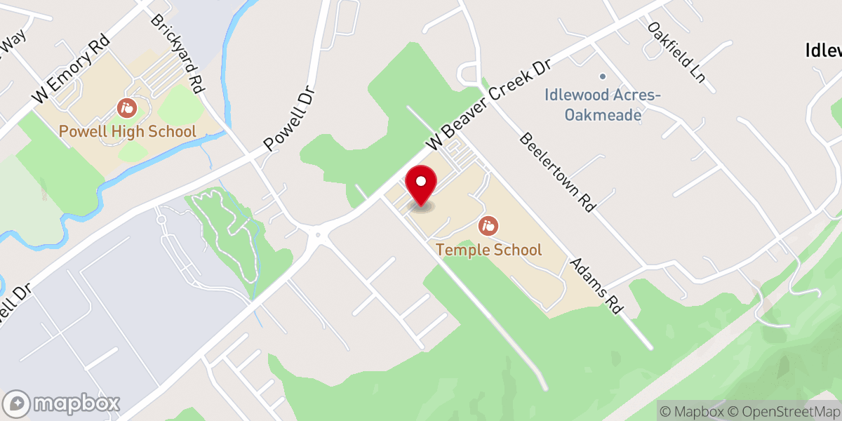 Map showing location of Temple Baptist Church