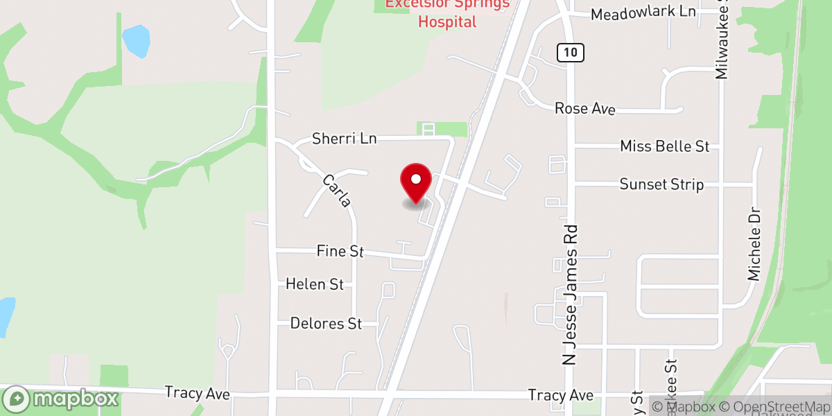 Map showing location of Excelsior Springs Baptist Church