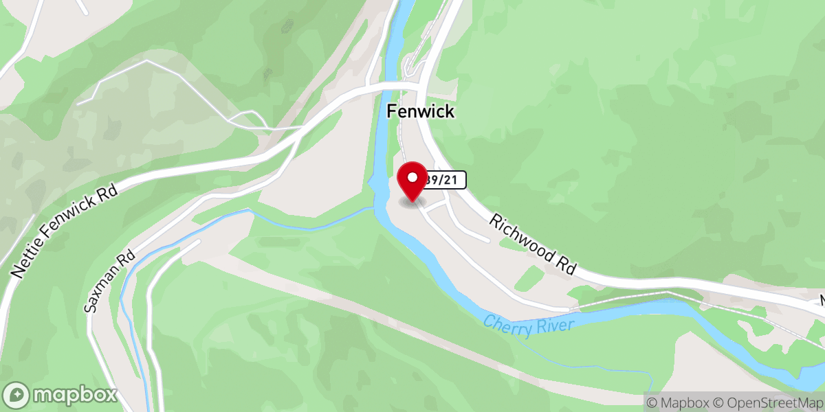 Map showing location of Fenwick Baptist Church