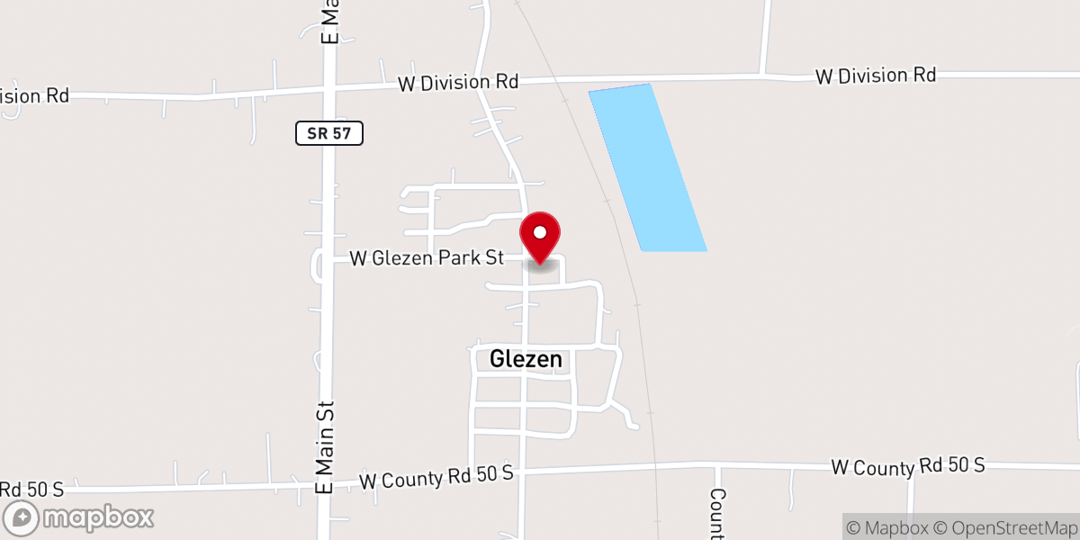 Map showing location of Glezen Revival Center