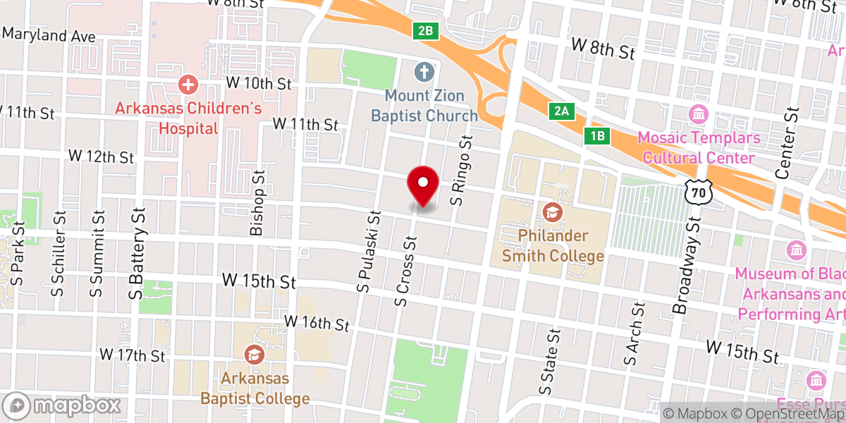 Map showing location of Cross Street Christian Church