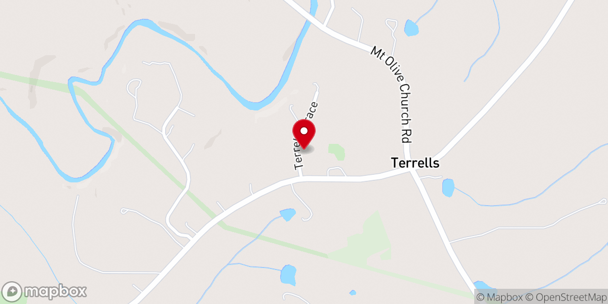 Map showing location of Terrell's Chapel