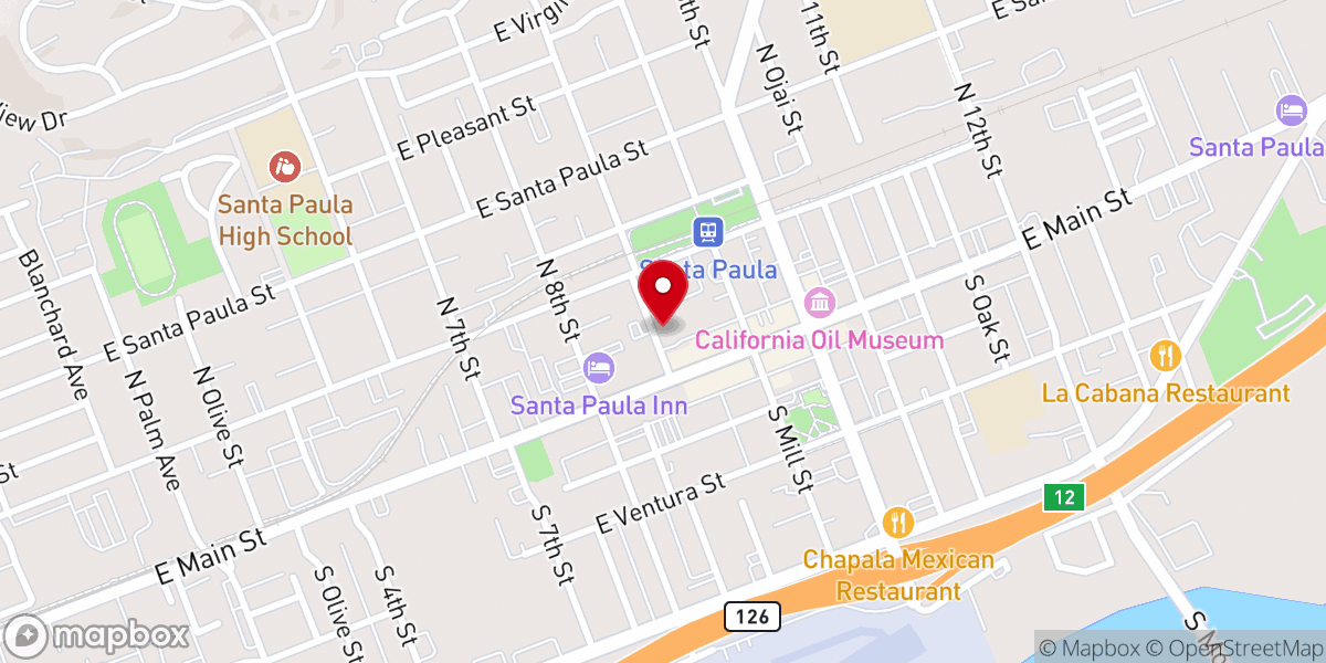 Map showing location of Santa Paula Presbyterian Church