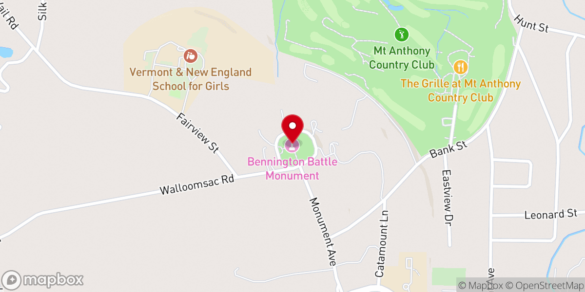 Map showing location of Bennington Battle Monument