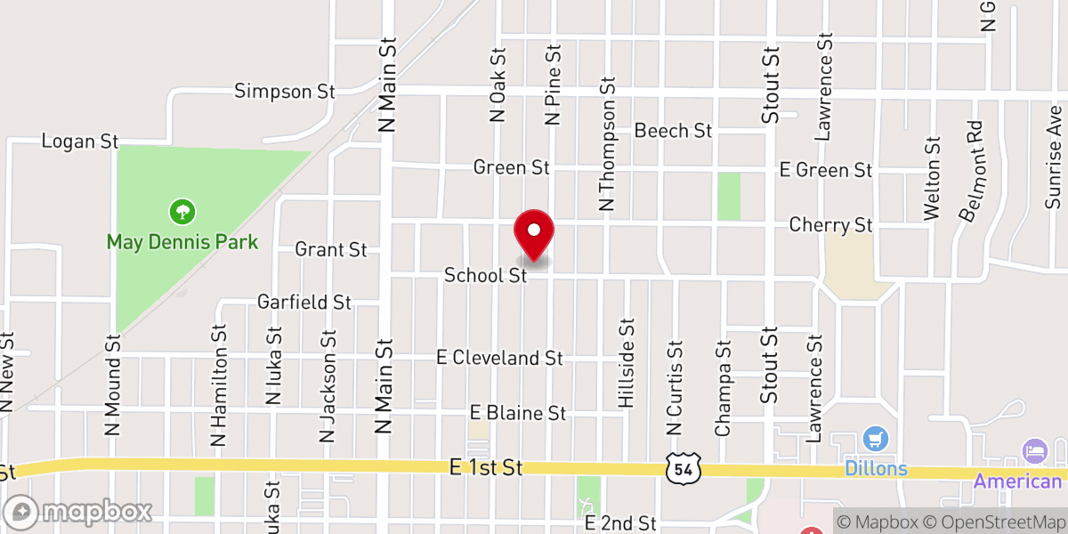 Map showing location of Trinity Evangelical Church