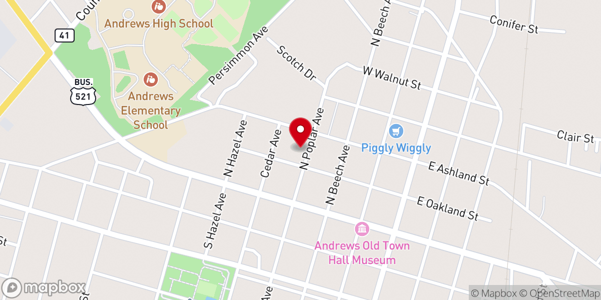 Map showing location of North Poplar Ave Church of God