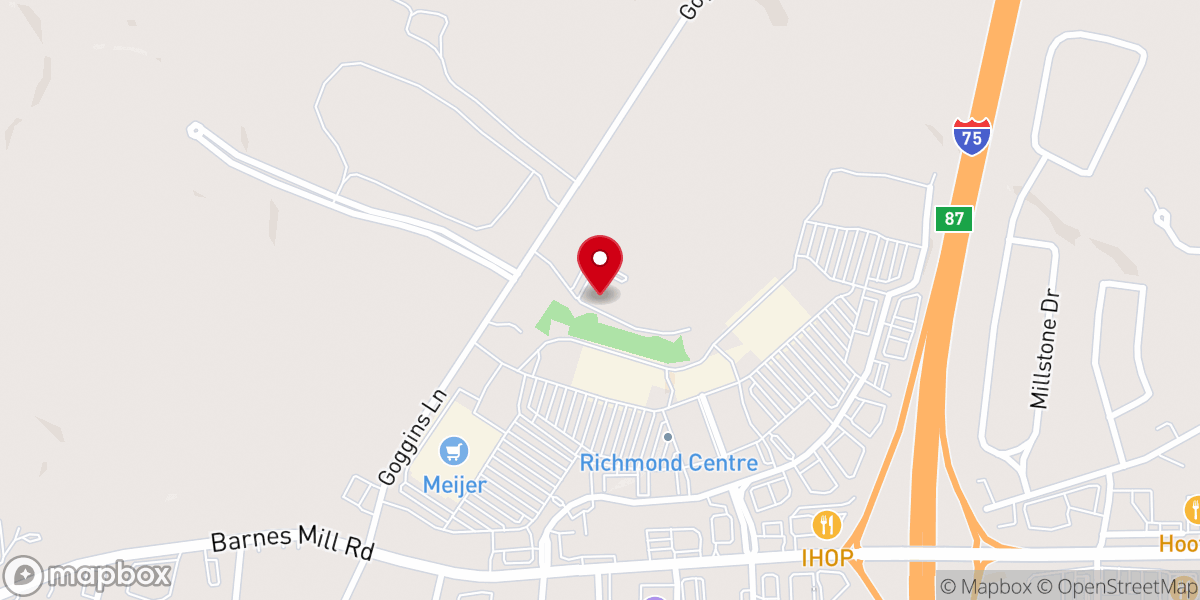 Map showing location of Big Hill Christian Church