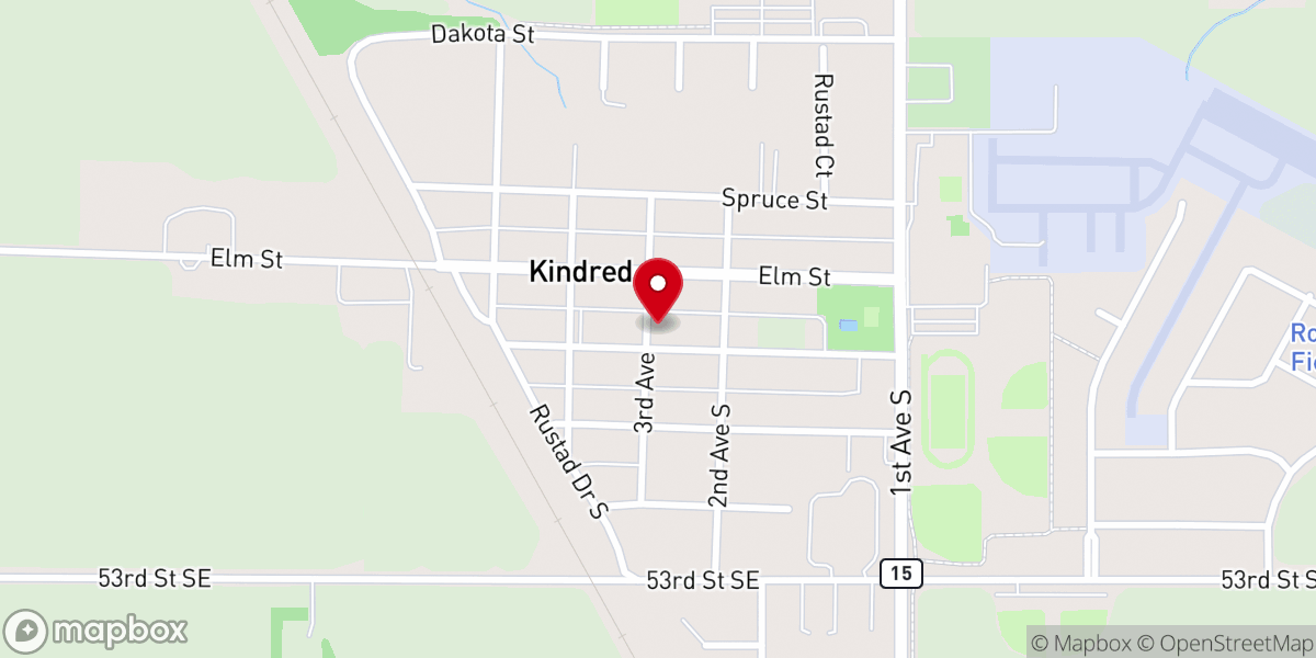 Map showing location of Kindred Methodist Church