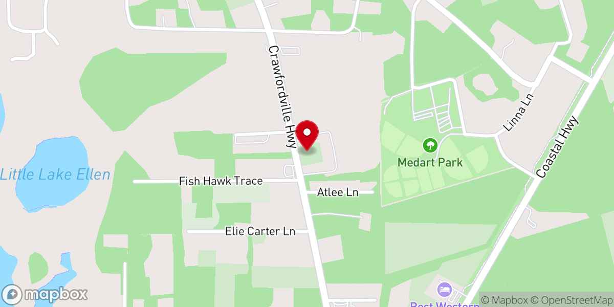 Map showing location of Lake Ellen Baptist Church