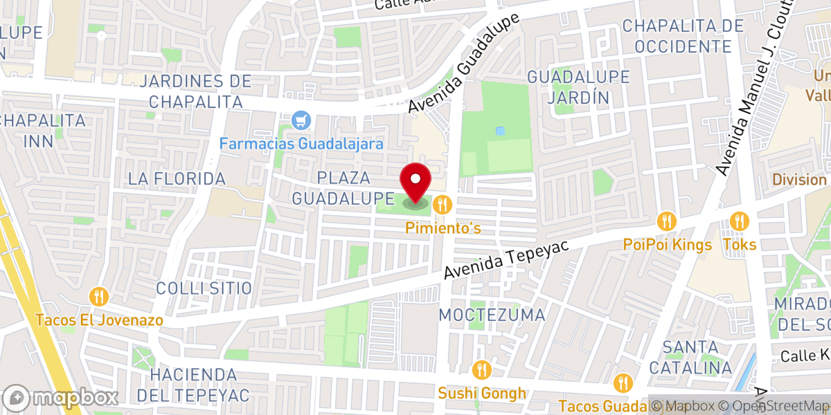Map showing location of Parroquia San Alfonso María de Ligorio Zapopan