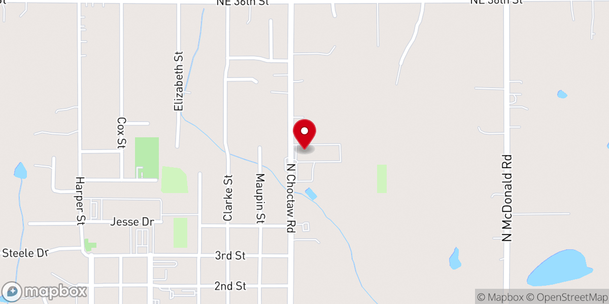 Map showing location of Bethel Church of Choctaw