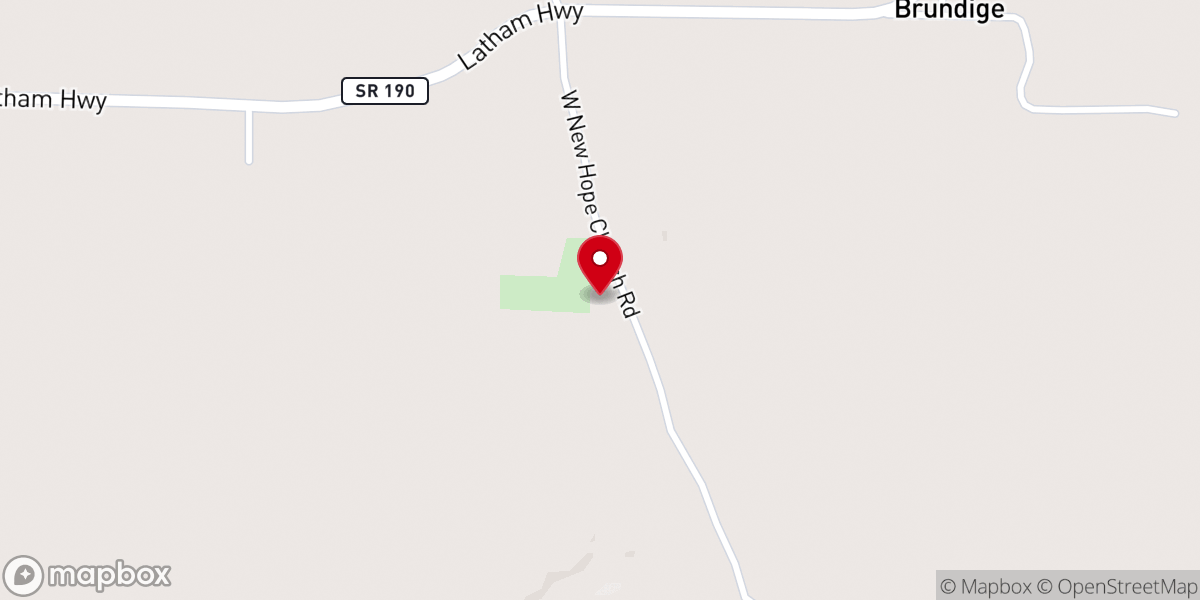 Map showing location of New Hope Baptist Church