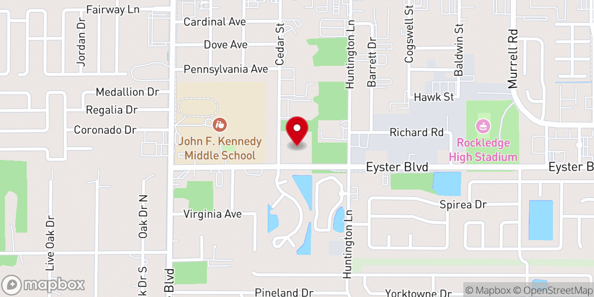 Map showing location of First Baptist Church-Rockledge