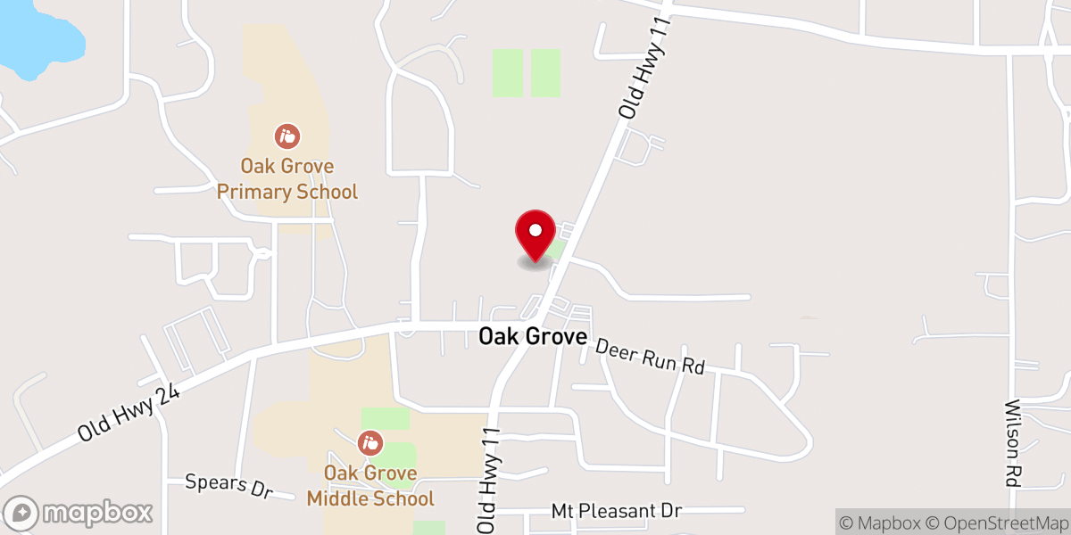 Map showing location of Oak Grove Church
