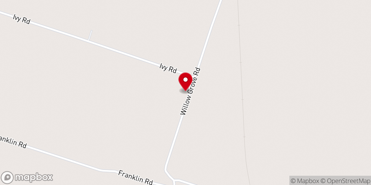 Map showing location of Willow Grove Baptist Church