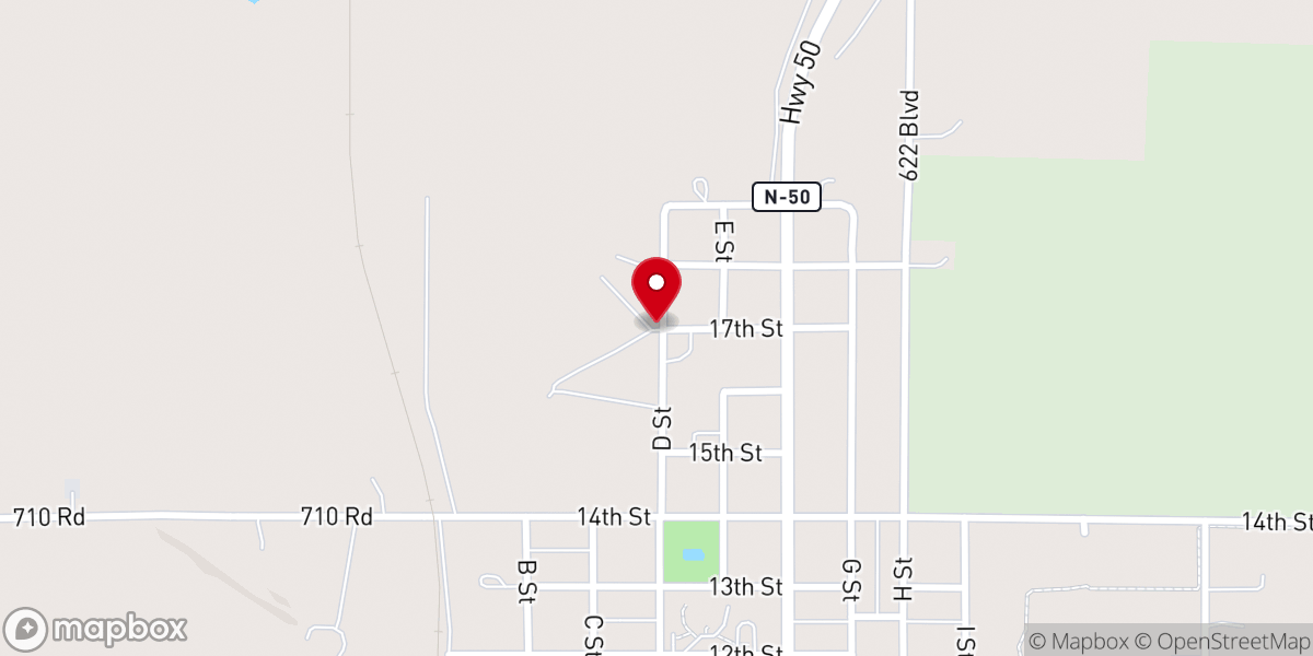Map showing location of Pawnee County Ag Society & Fairgrounds