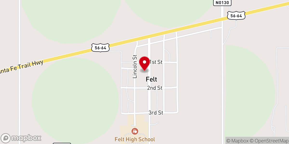 Map showing location of Felt United Methodist Church