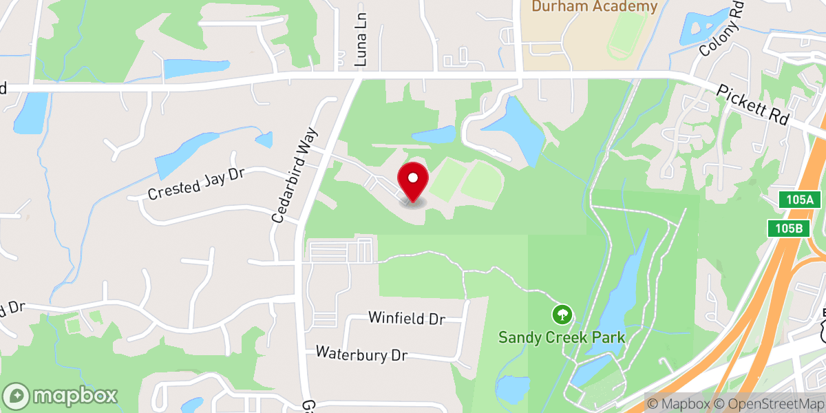 Map showing location of NC Triangle Chinese Christian Church (NCTCCC)