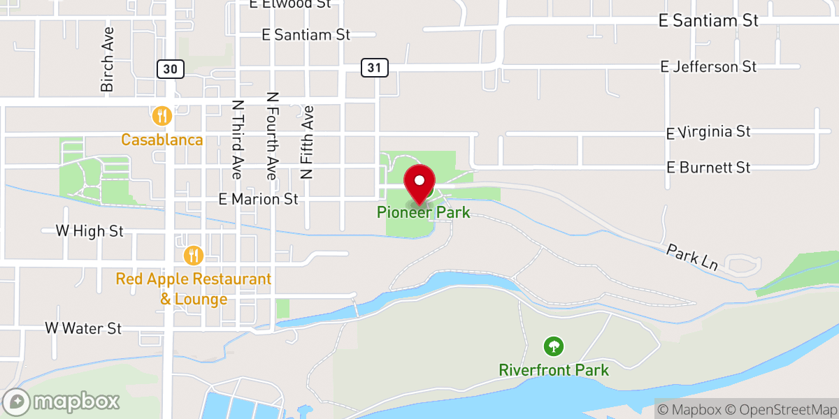 Map showing location of Pioneer Park