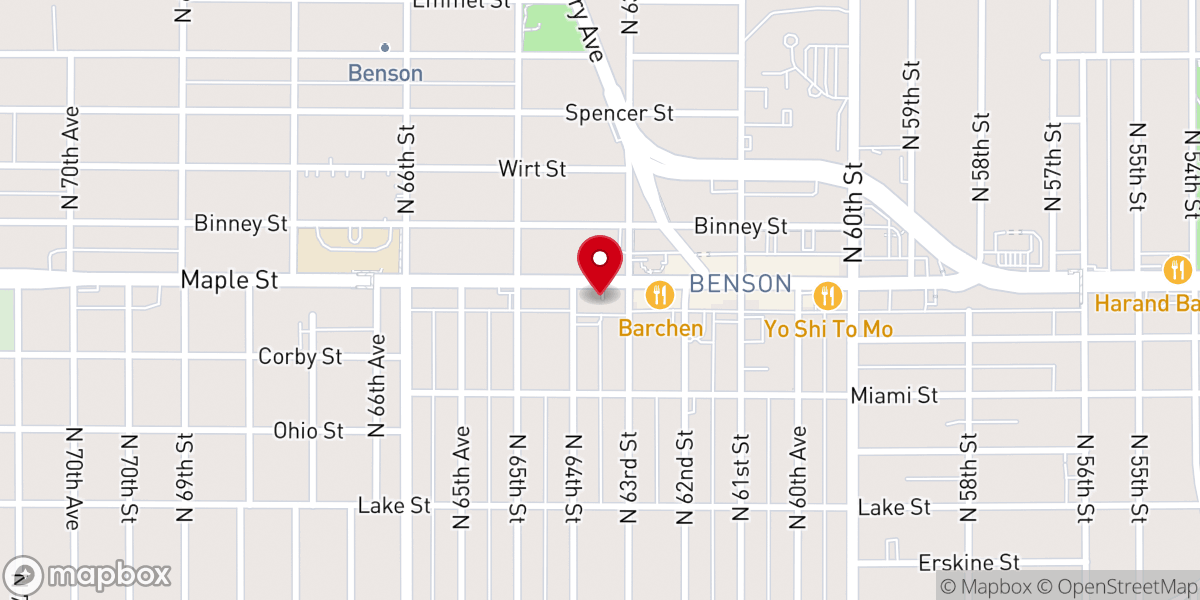 Map showing location of Benson Baptist Church ABC