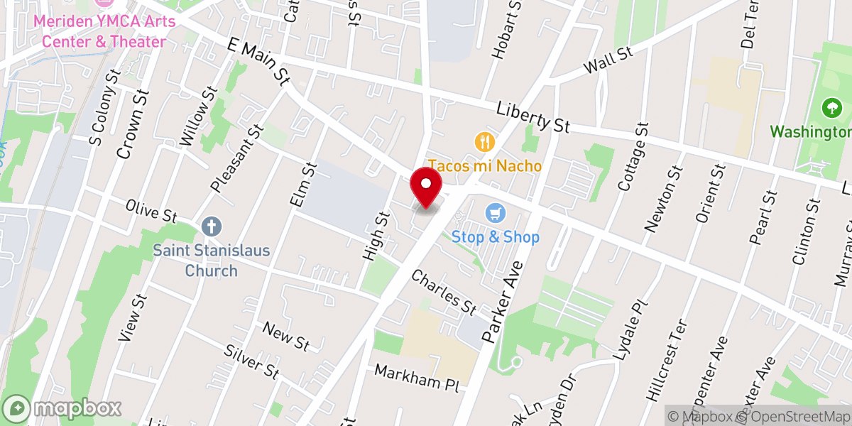 Map showing location of First Baptist Church-Meriden