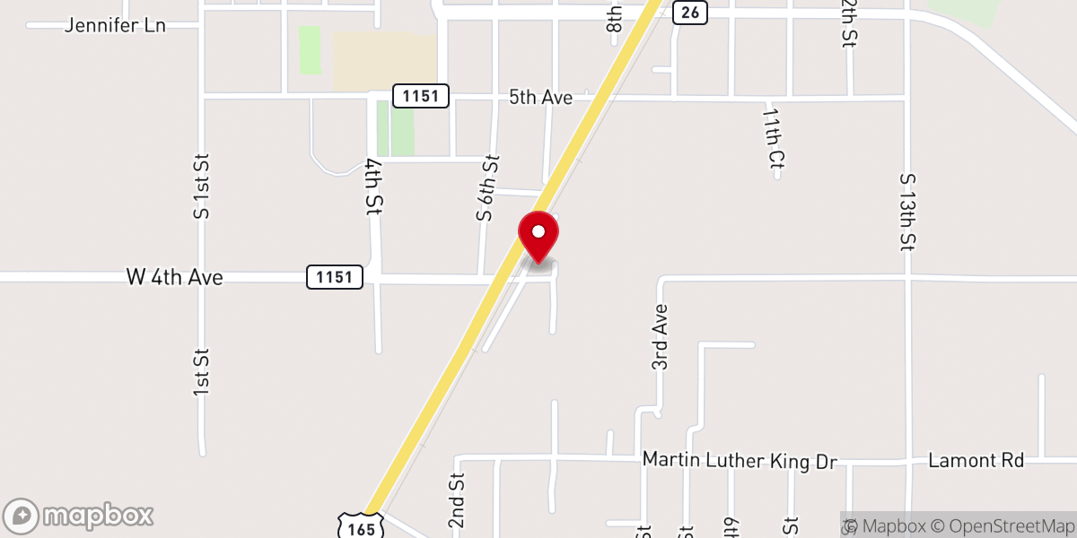 Map showing location of Oberlin Building Supplies