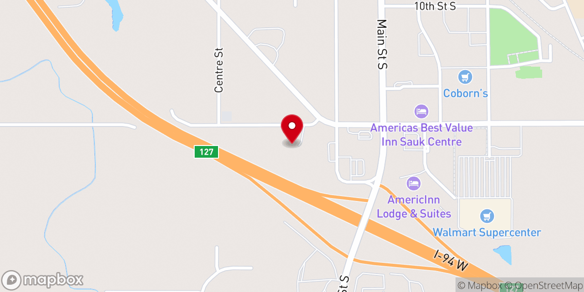 Map showing location of River of Life Church - Sauk Centre