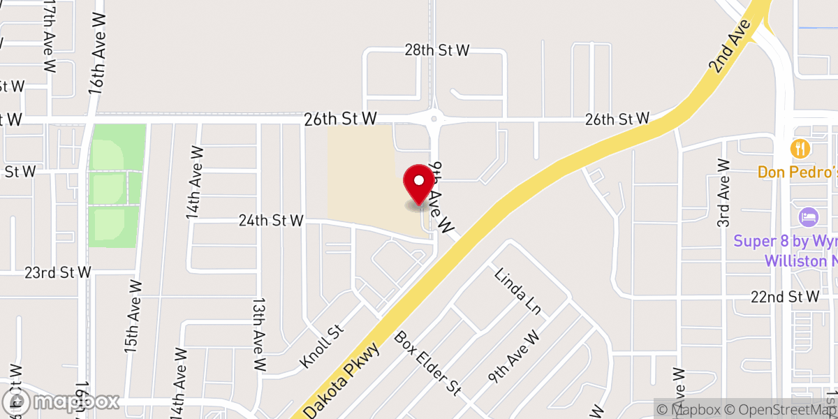 Map showing location of Williston Trinity Christian School