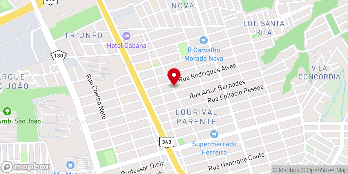 Map showing location of Igreja Evangélica Quadrangular