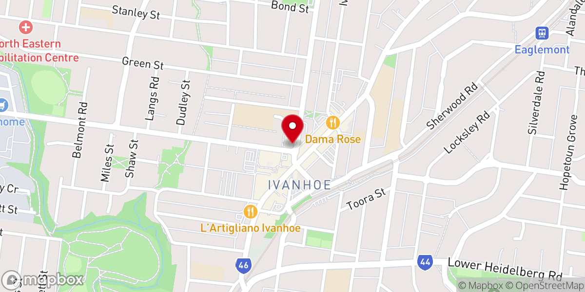 Map showing location of Ivanhoe Baptist Church