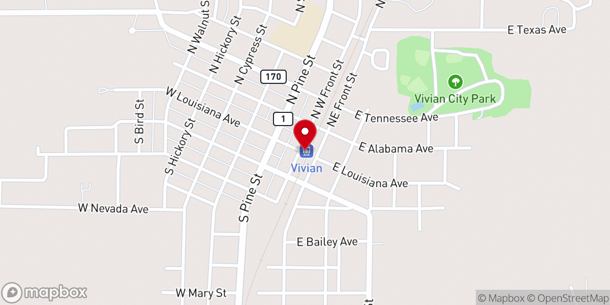 Map showing location of Vivian Chamber of Commerce