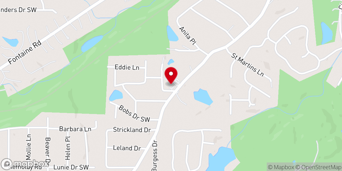 Map showing location of Vinings Lake Church