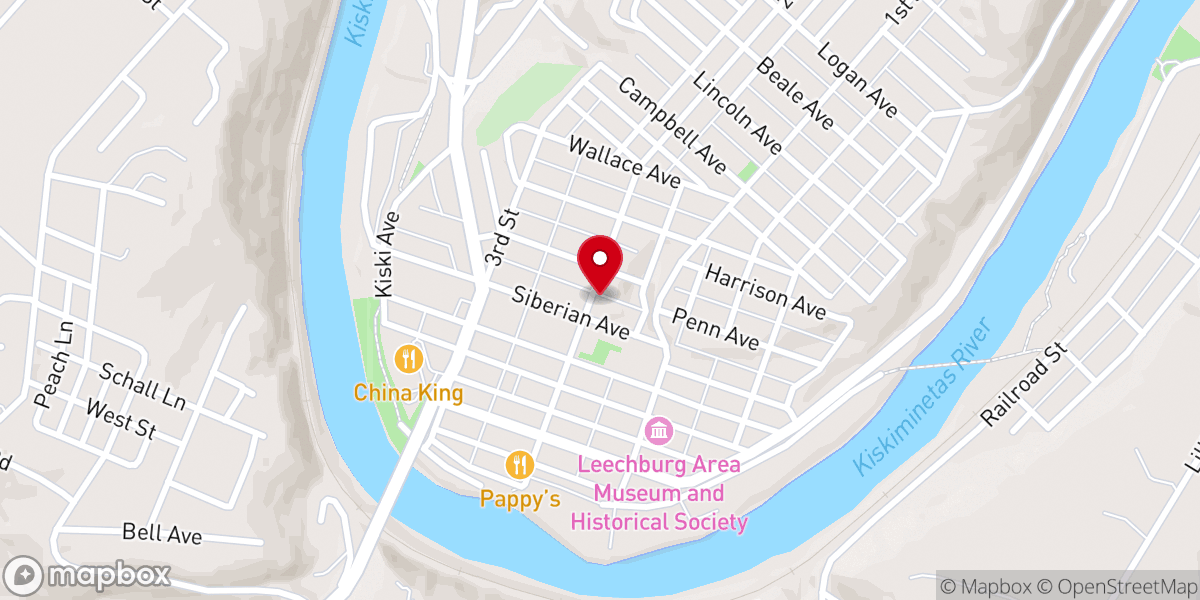 Map showing location of Calvary United Presbyterian