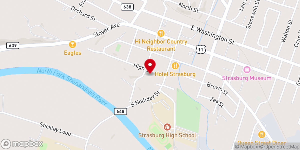 Map showing location of Strasburg Christian Church