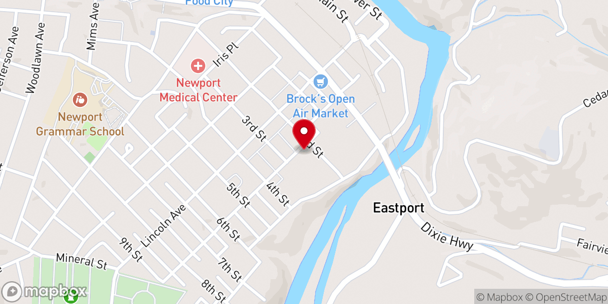 Map showing location of First Church of the Nazarene