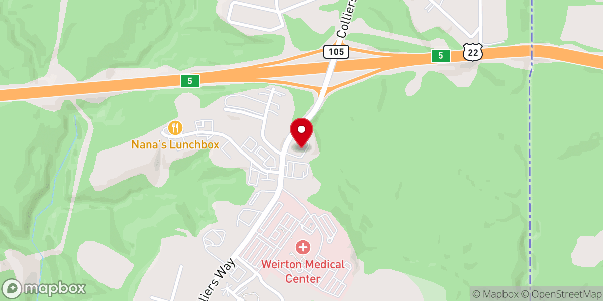 Map showing location of Weirton First Church of the Nazarene